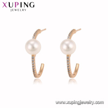 94941 Nouvelle mode 18K or couleur perle hoop boucle d&#39;oreille noble bijoux élégants pour les dames